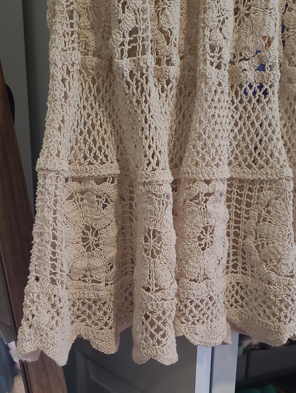 New Crochet Skirt Boho Lace Beige Cream Khaki Small Women - Picture 3 of 6